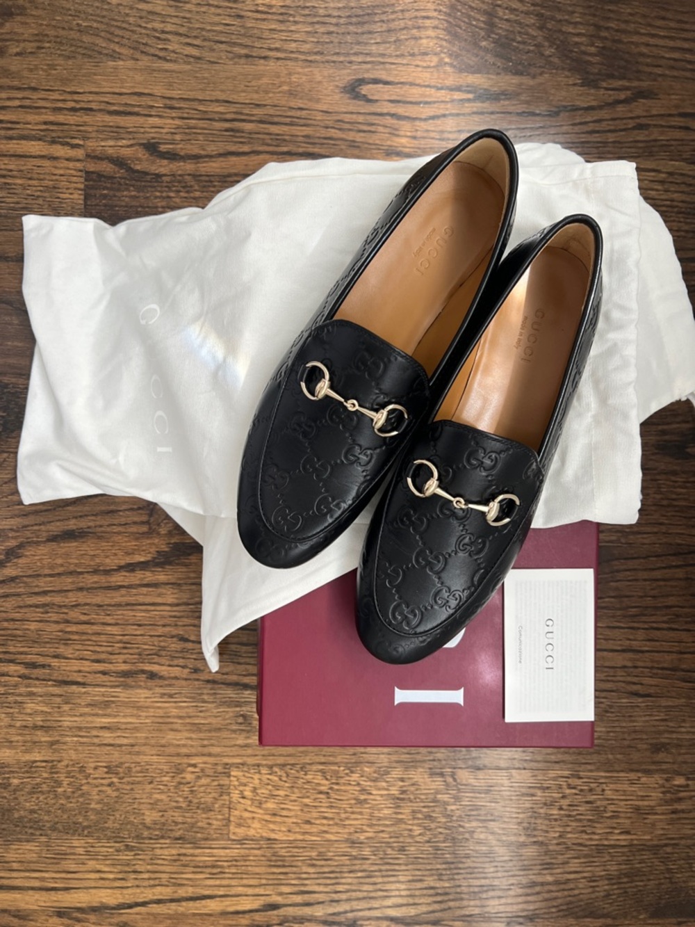 Gucci Black Embossed GG Horsebit Loafers - Picture 5 of 7